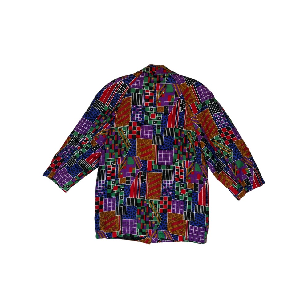 Vintage Alan Douglas Womens Multicolor Geometric Print Silk Blazer‎ - Picture 2 of 4